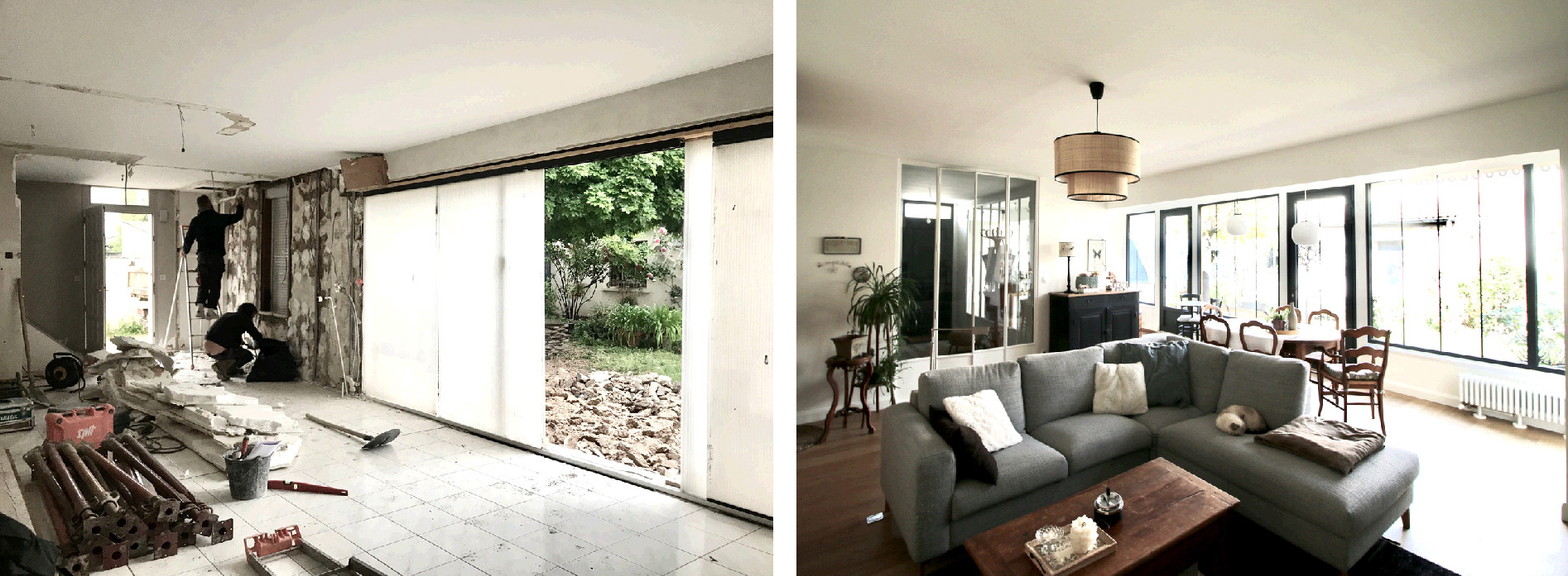 Julie Drevet Architecte d'intérieur Designer : DIJON - EXTENSION D'UNE MAISON POUR UNE AMBIANCE DEDANS / DEHORS